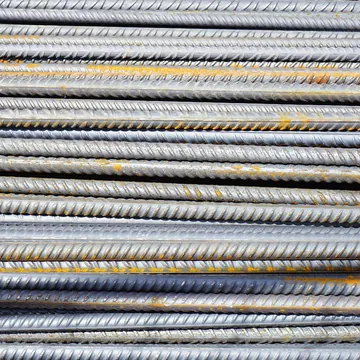 Stacked steel reinforcing bars